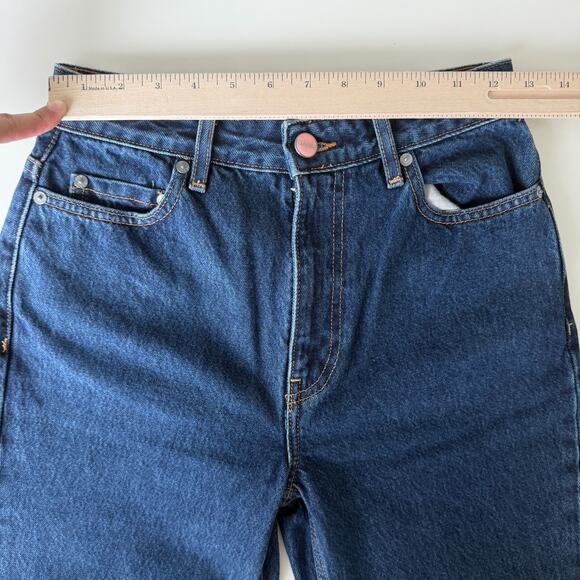 GANNI Jeans Womens 26 Betzy Slim Flare Dark Wash Blue Stone Minimalist Staple - Picture 15 of 16